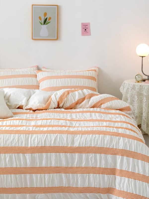 Daybreak Stripe Cotton Seersucker Duvet Cover Set original reference image 2