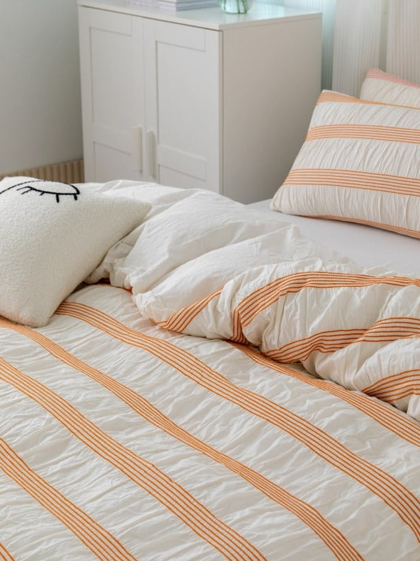 Daybreak Stripe Cotton Seersucker Duvet Cover Set original reference image 3