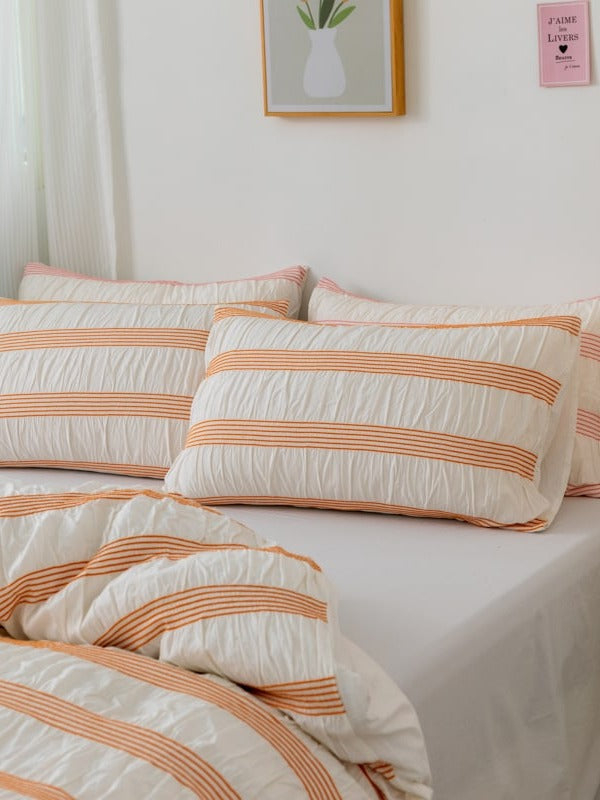 Daybreak Stripe Cotton Seersucker Duvet Cover Set original reference image 4