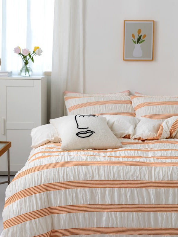 Daybreak Stripe Cotton Seersucker Duvet Cover Set original reference image 5