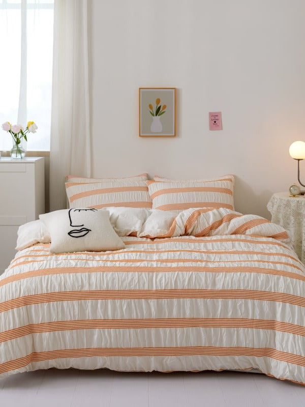 Daybreak Stripe Cotton Seersucker Duvet Cover Set original reference image 6