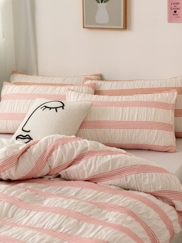 Daybreak Stripe Cotton Seersucker Duvet Cover Set original reference image 13