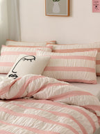 Daybreak Stripe Cotton Seersucker Duvet Cover Set original reference image 13