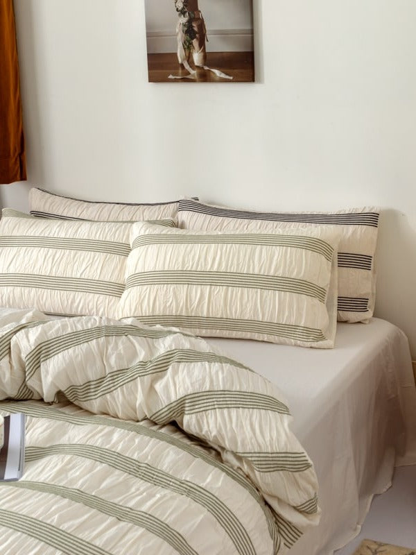 Daybreak Stripe Cotton Seersucker Duvet Cover Set original reference image 19