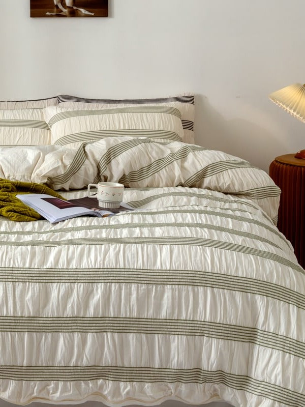Daybreak Stripe Cotton Seersucker Duvet Cover Set original reference image 21