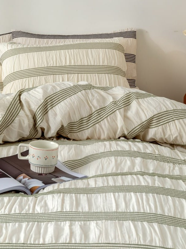 Daybreak Stripe Cotton Seersucker Duvet Cover Set original reference image 22