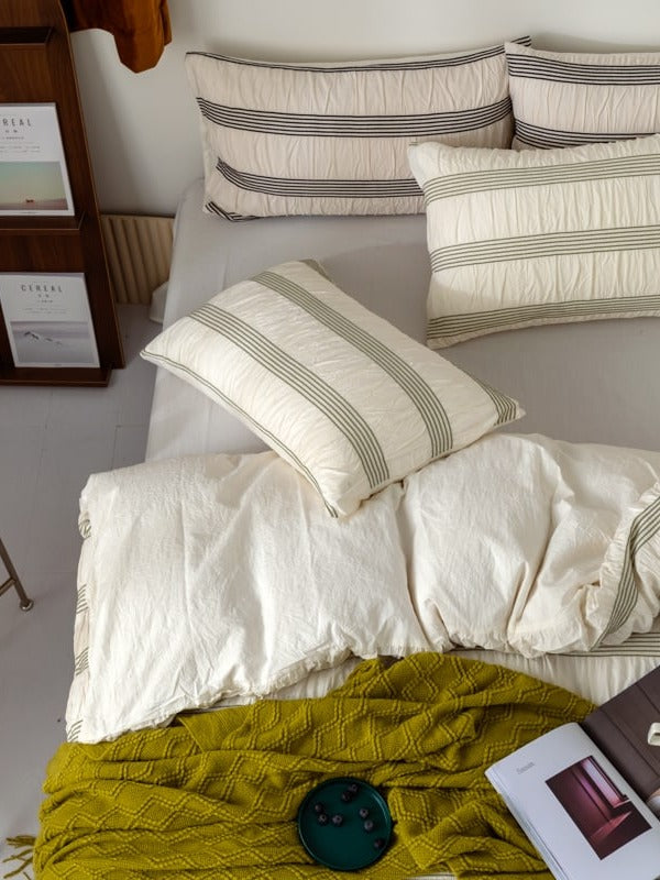 Daybreak Stripe Cotton Seersucker Duvet Cover Set original reference image 23