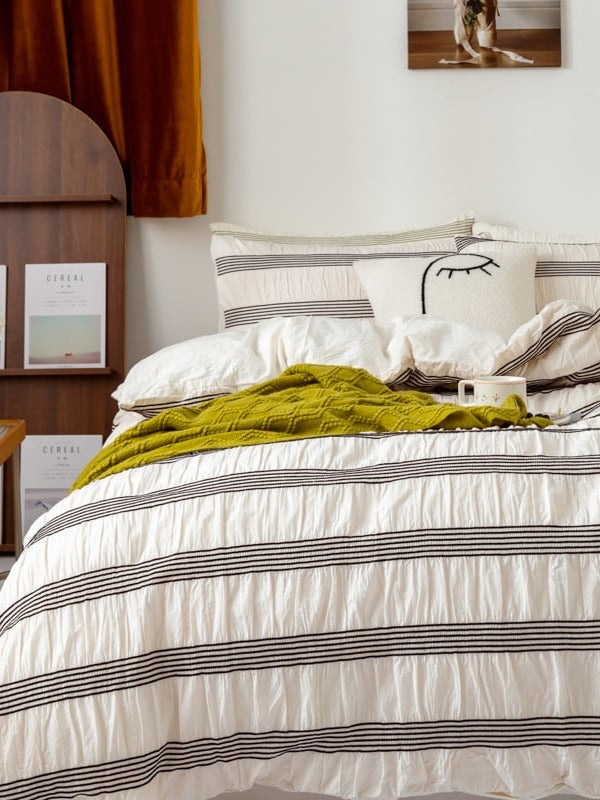Daybreak Stripe Cotton Seersucker Duvet Cover Set original reference image 25