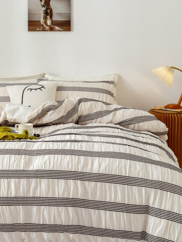 Daybreak Stripe Cotton Seersucker Duvet Cover Set original reference image 26