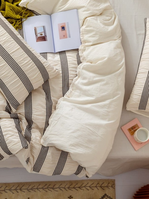 Daybreak Stripe Cotton Seersucker Duvet Cover Set original reference image 28