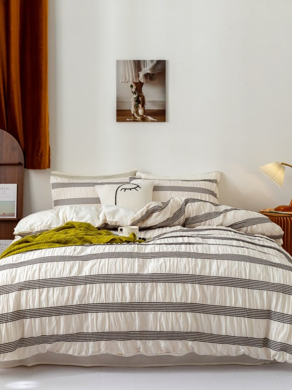 Daybreak Stripe Cotton Seersucker Duvet Cover Set original reference image 30