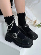 Elegant Faux Pearl Décor Socks