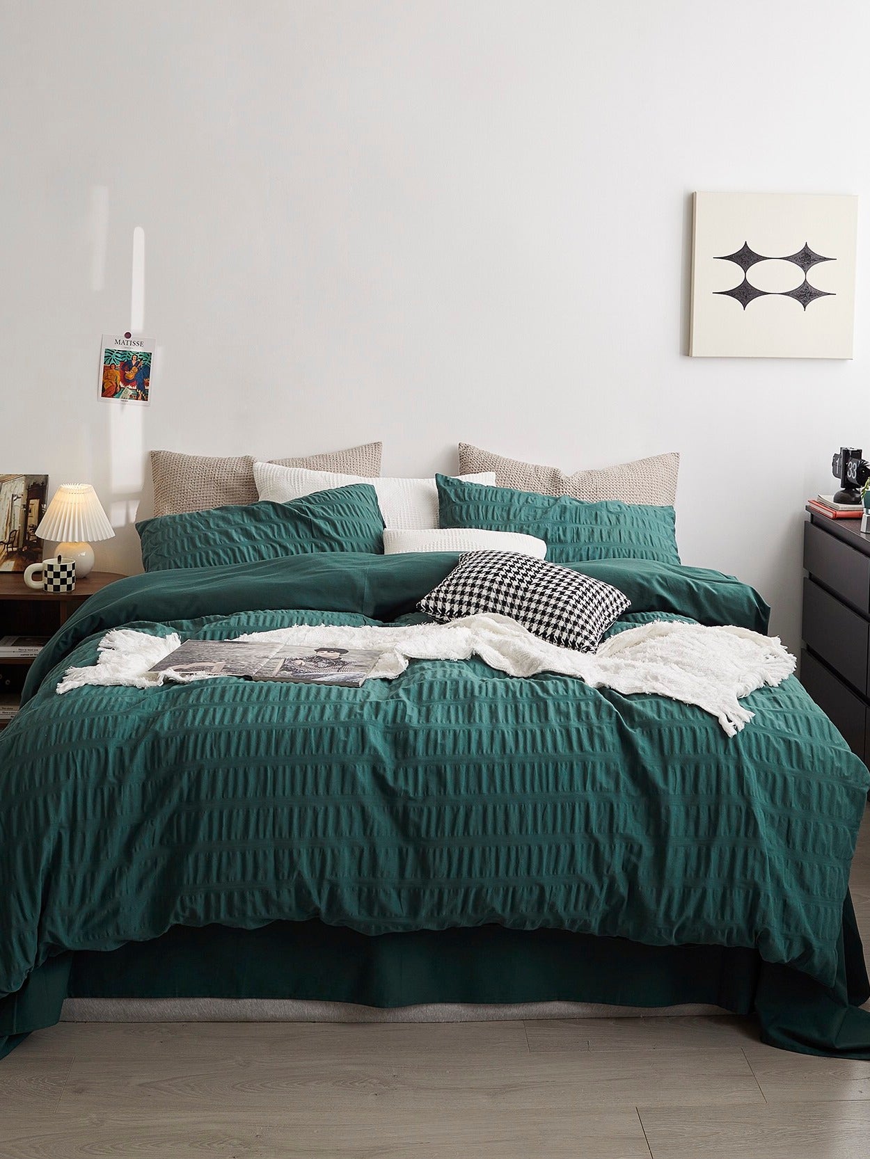 Emerald Ripple Cotton Seersucker  Duvet Cover original reference image 5