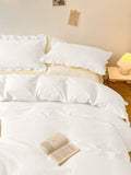 Farmhouse Fringe Ruffle White Duvet Cover Set
