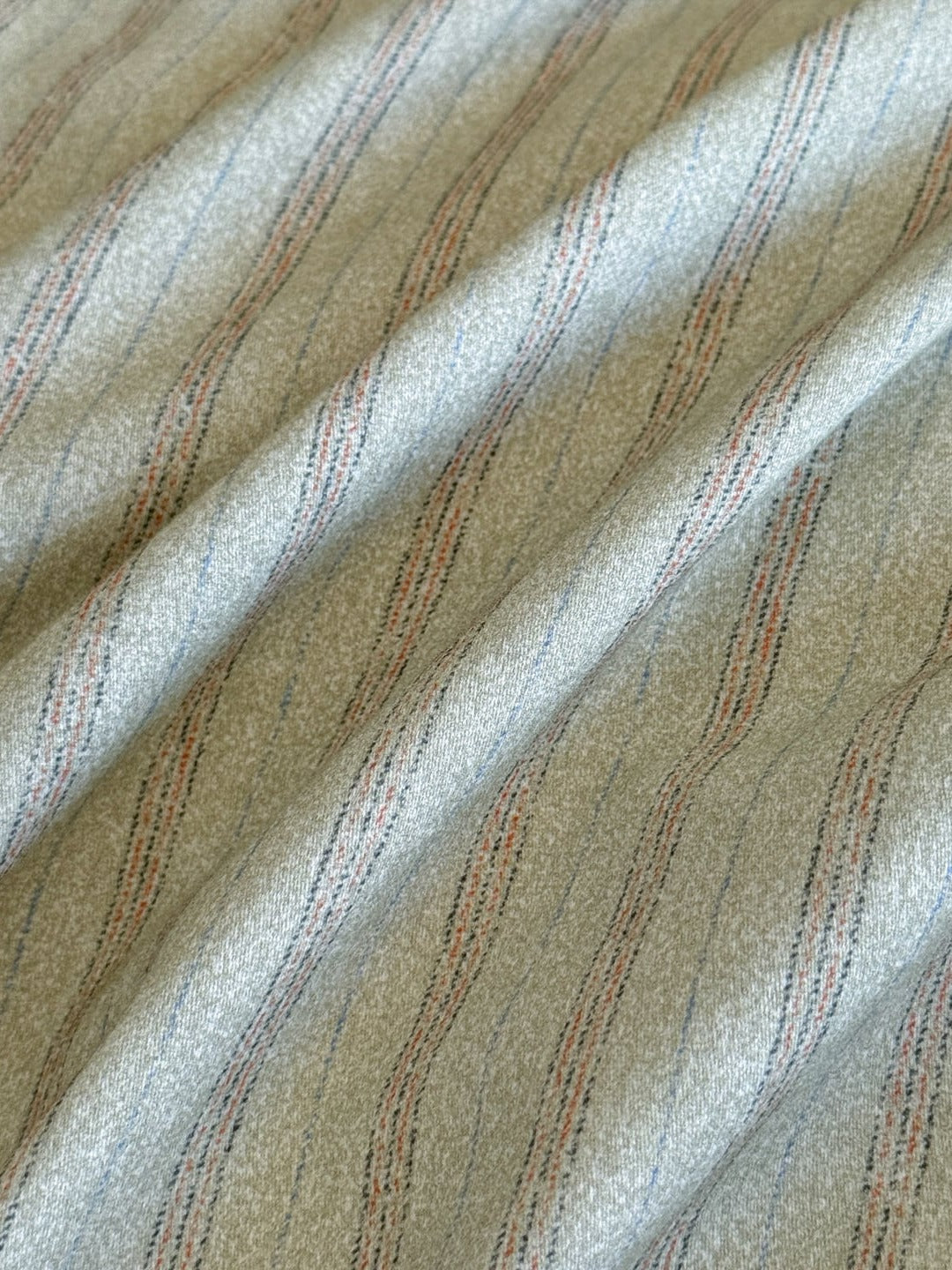Fine Stripe Shell-Edge Brushed Cotton Duvet Cover Set original reference image 4