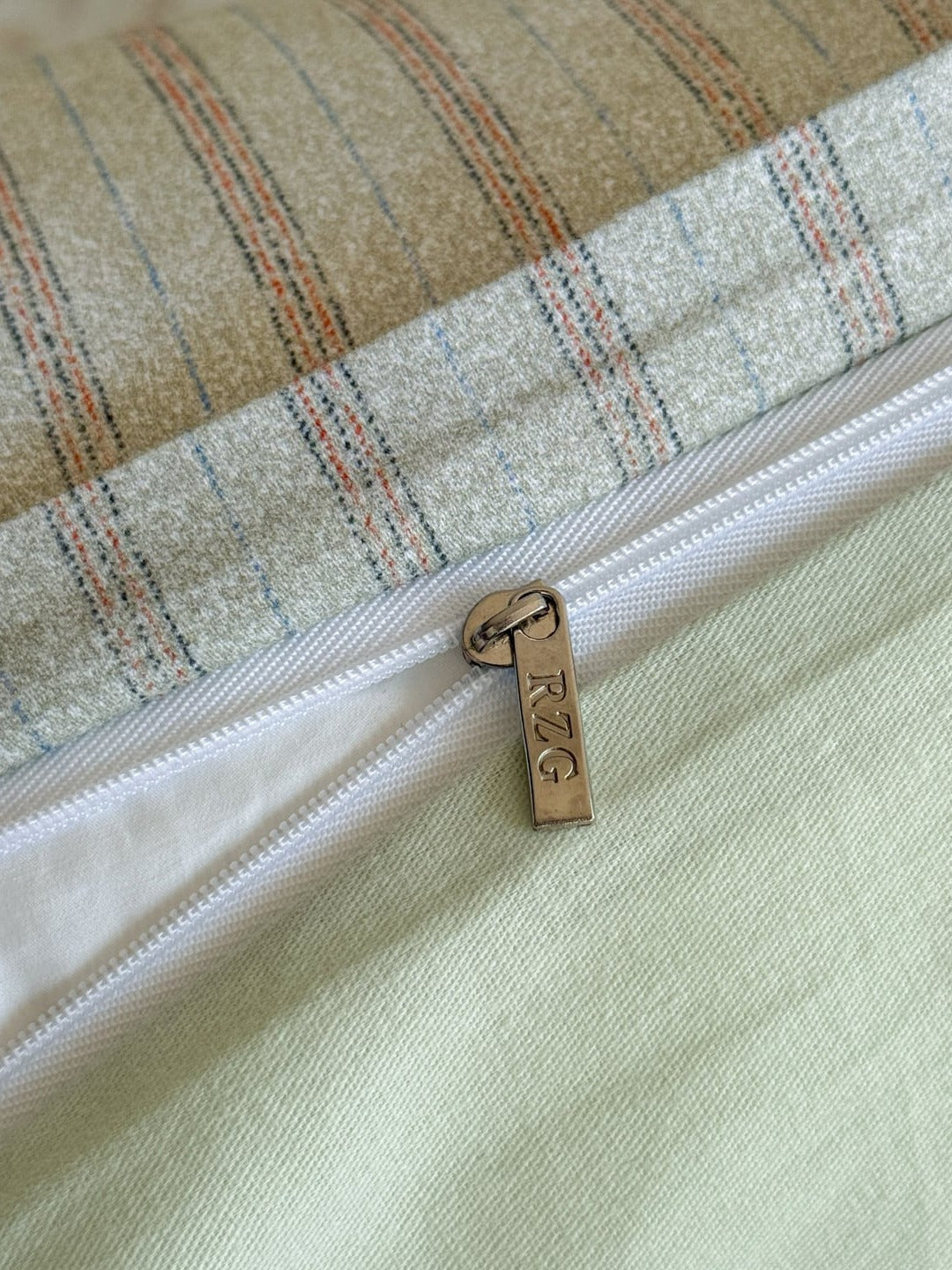 Fine Stripe Shell-Edge Brushed Cotton Duvet Cover Set original reference image 5