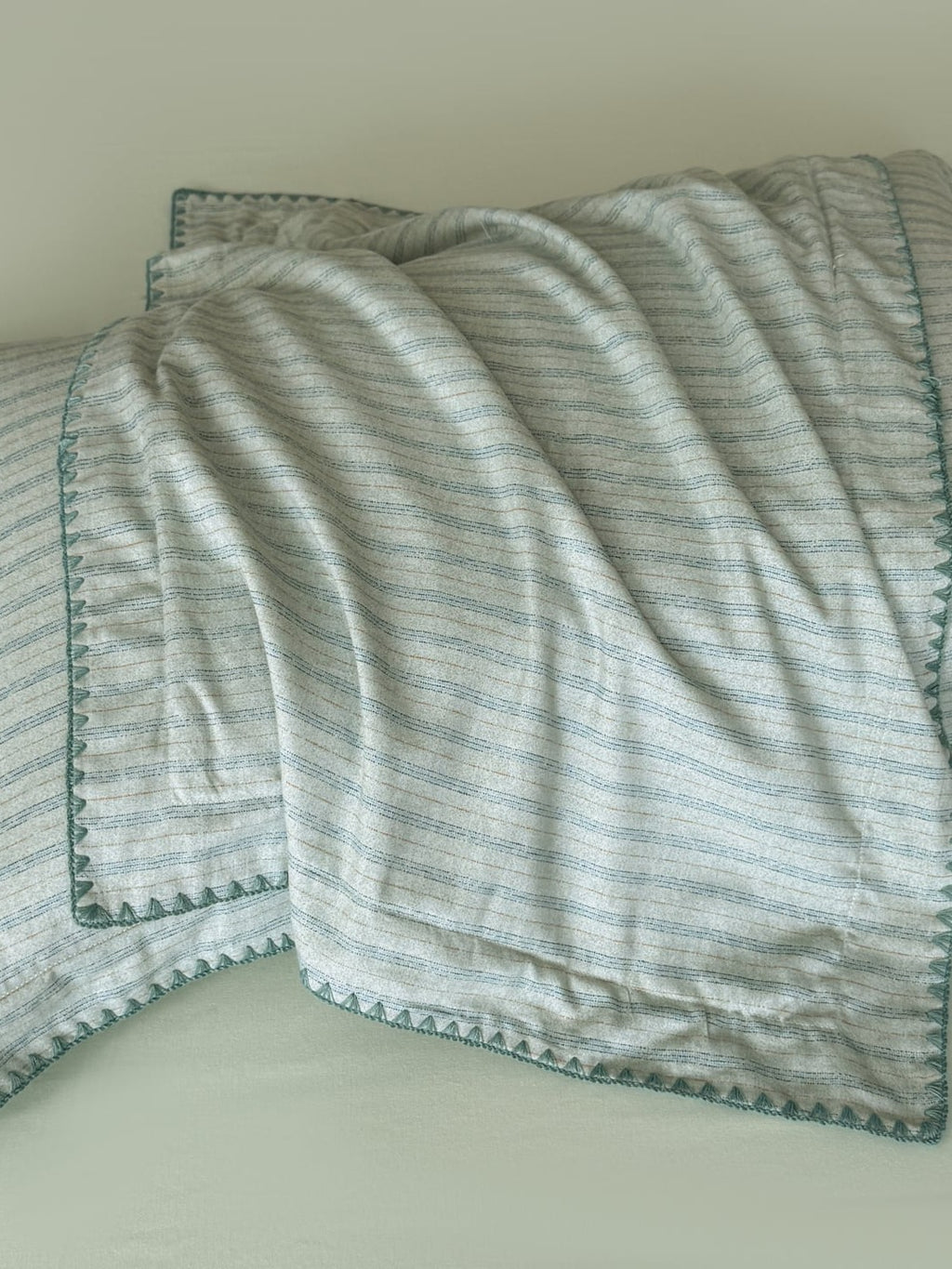 Fine Stripe Shell-Edge Brushed Cotton Duvet Cover Set original reference image 8