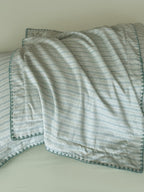 Fine Stripe Shell-Edge Brushed Cotton Duvet Cover Set original reference image 8