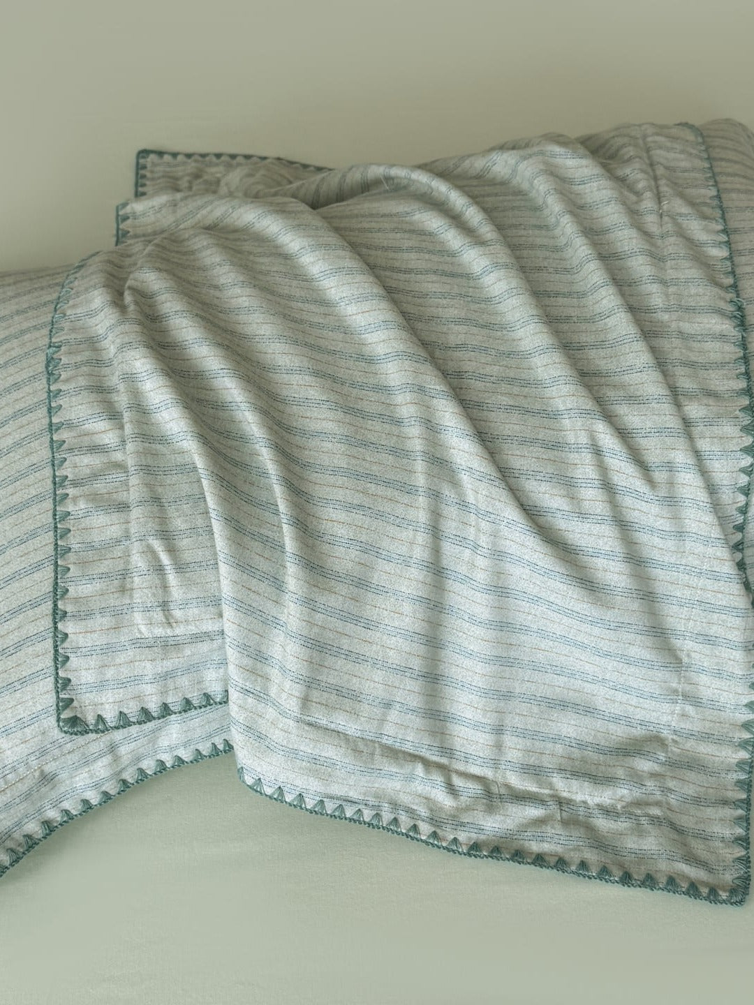 Fine Stripe Shell-Edge Brushed Cotton Duvet Cover Set original reference image 8