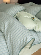 Fine Stripe Shell-Edge Brushed Cotton Duvet Cover Set original reference image 12