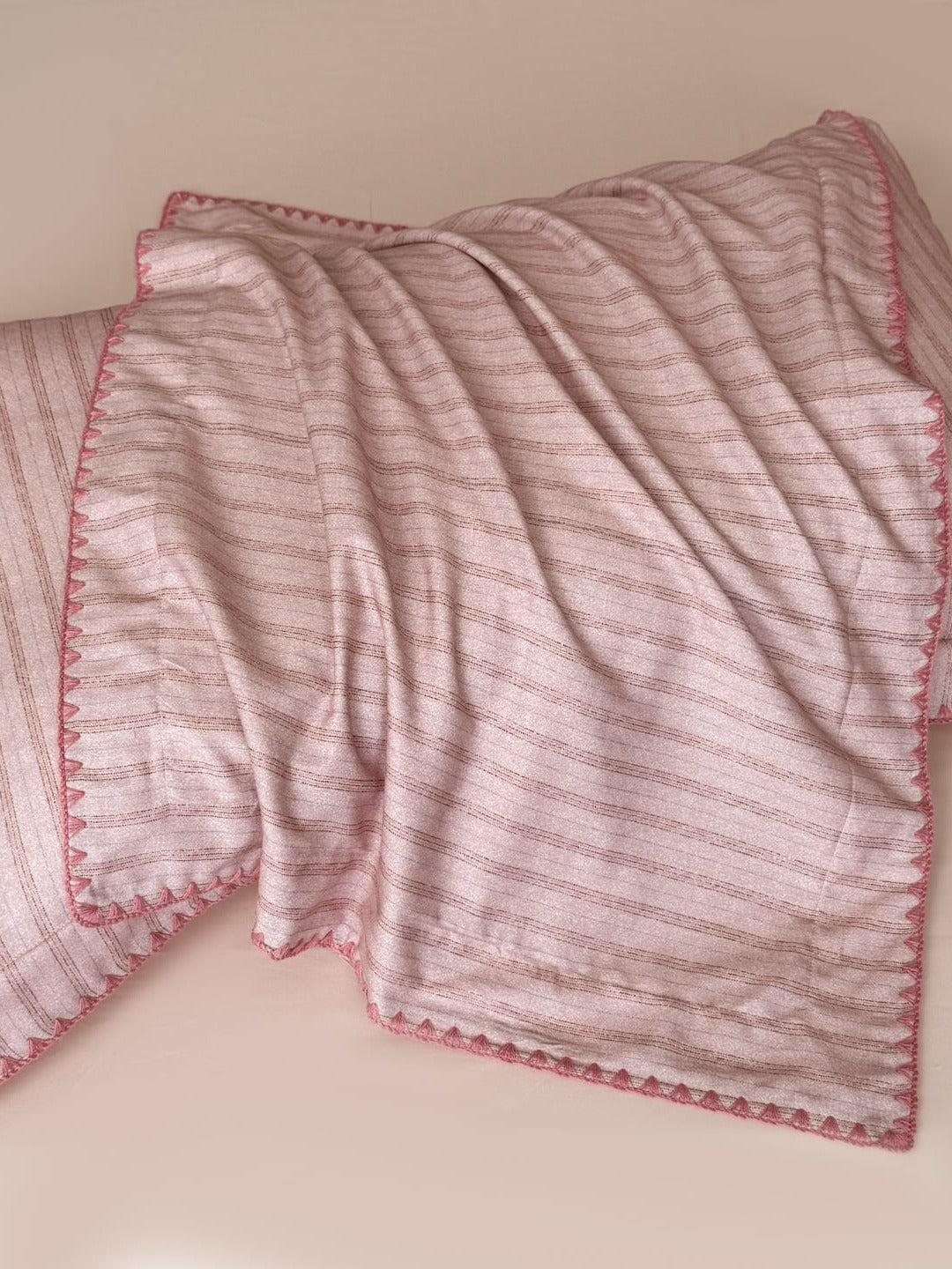 Fine Stripe Shell-Edge Brushed Cotton Duvet Cover Set original reference image 14