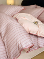 Fine Stripe Shell-Edge Brushed Cotton Duvet Cover Set original reference image 18