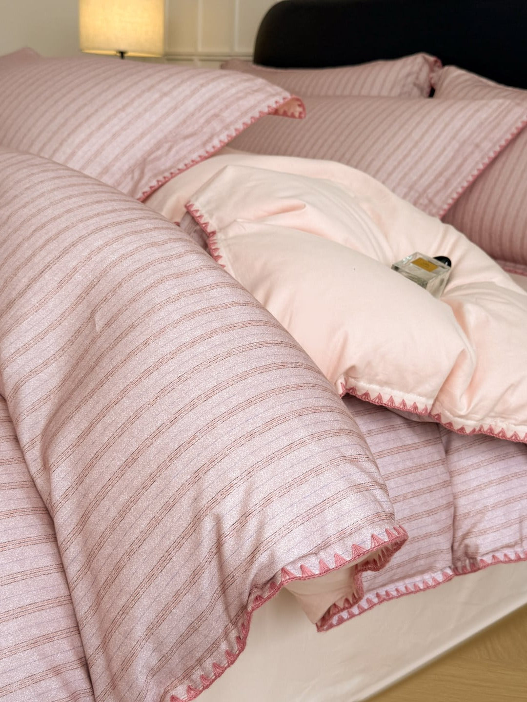 Fine Stripe Shell-Edge Brushed Cotton Duvet Cover Set original reference image 18