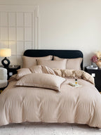 Fine Stripe Shell-Edge Brushed Cotton Duvet Cover Set original reference image 19