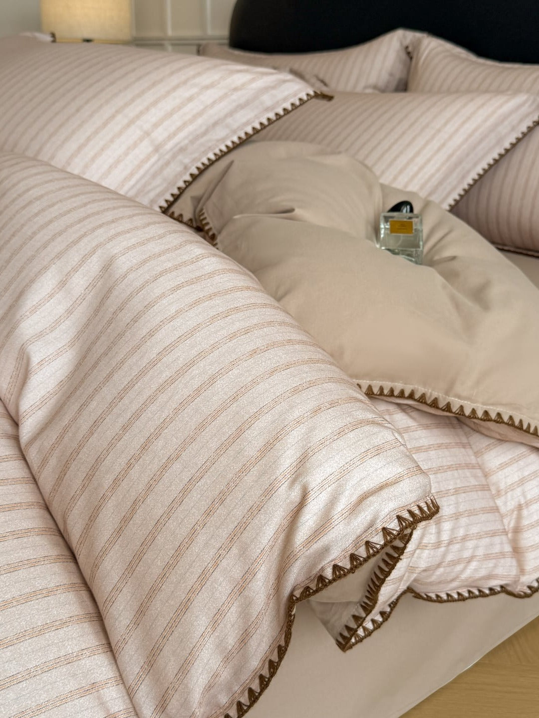 Fine Stripe Shell-Edge Brushed Cotton Duvet Cover Set original reference image 24