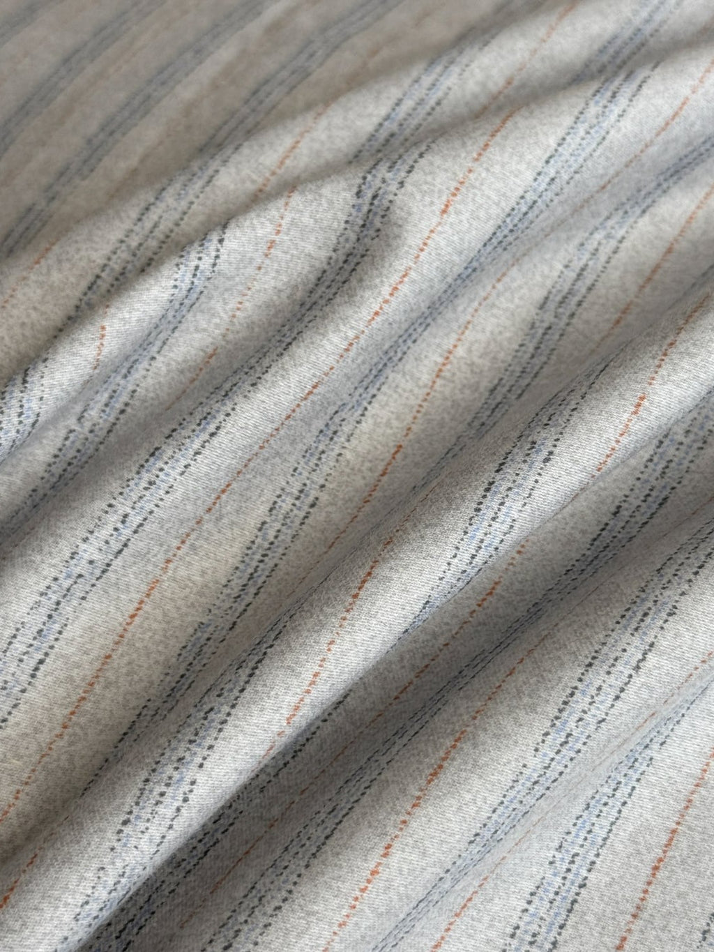 Fine Stripe Shell-Edge Brushed Cotton Duvet Cover Set original reference image 29