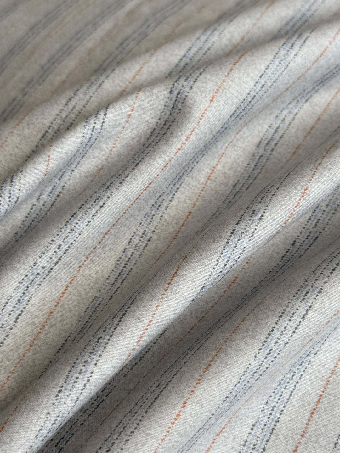 Fine Stripe Shell-Edge Brushed Cotton Duvet Cover Set original reference image 29