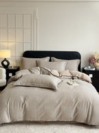 Fine Stripe Shell-Edge Brushed Cotton Duvet Cover Set original reference image 31