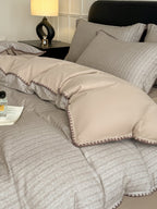 Fine Stripe Shell-Edge Brushed Cotton Duvet Cover Set original reference image 33
