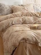 Floral Jacquard Bedding Set with Bow Tie - Grey