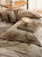 Floral Jacquard Bedding Set with Bow Tie - Khaki