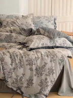 Floral Jacquard Bedding Set with Bow Tie - Pink
