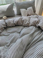 Fresh Stripe Cotton Jacquard Duvet Cover Set original reference image 3