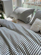 Fresh Stripe Cotton Jacquard Duvet Cover Set original reference image 5