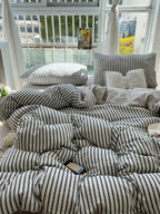 Fresh Stripe Cotton Jacquard Duvet Cover Set original reference image 6