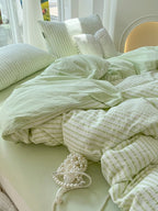 Fresh Stripe Cotton Jacquard Duvet Cover Set original reference image 7
