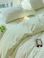 Fresh Stripe Cotton Jacquard Duvet Cover Set original reference image 9