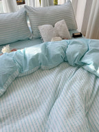 Fresh Stripe Cotton Jacquard Duvet Cover Set original reference image 14
