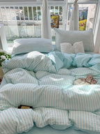 Fresh Stripe Cotton Jacquard Duvet Cover Set original reference image 15