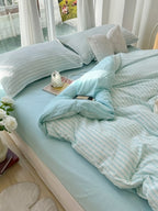 Fresh Stripe Cotton Jacquard Duvet Cover Set original reference image 17