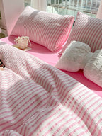 Fresh Stripe Cotton Jacquard Duvet Cover Set original reference image 21