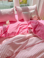 Fresh Stripe Cotton Jacquard Duvet Cover Set original reference image 23