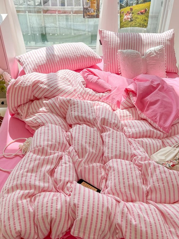 Fresh Stripe Cotton Jacquard Duvet Cover Set original reference image 24