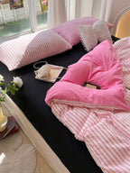 Fresh Stripe Cotton Jacquard Duvet Cover Set original reference image 28