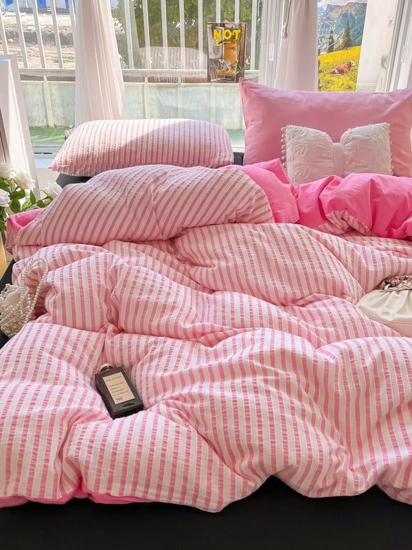 Fresh Stripe Cotton Jacquard Duvet Cover Set original reference image 29