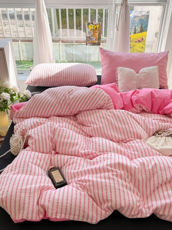 Fresh Stripe Cotton Jacquard Duvet Cover Set original reference image 30